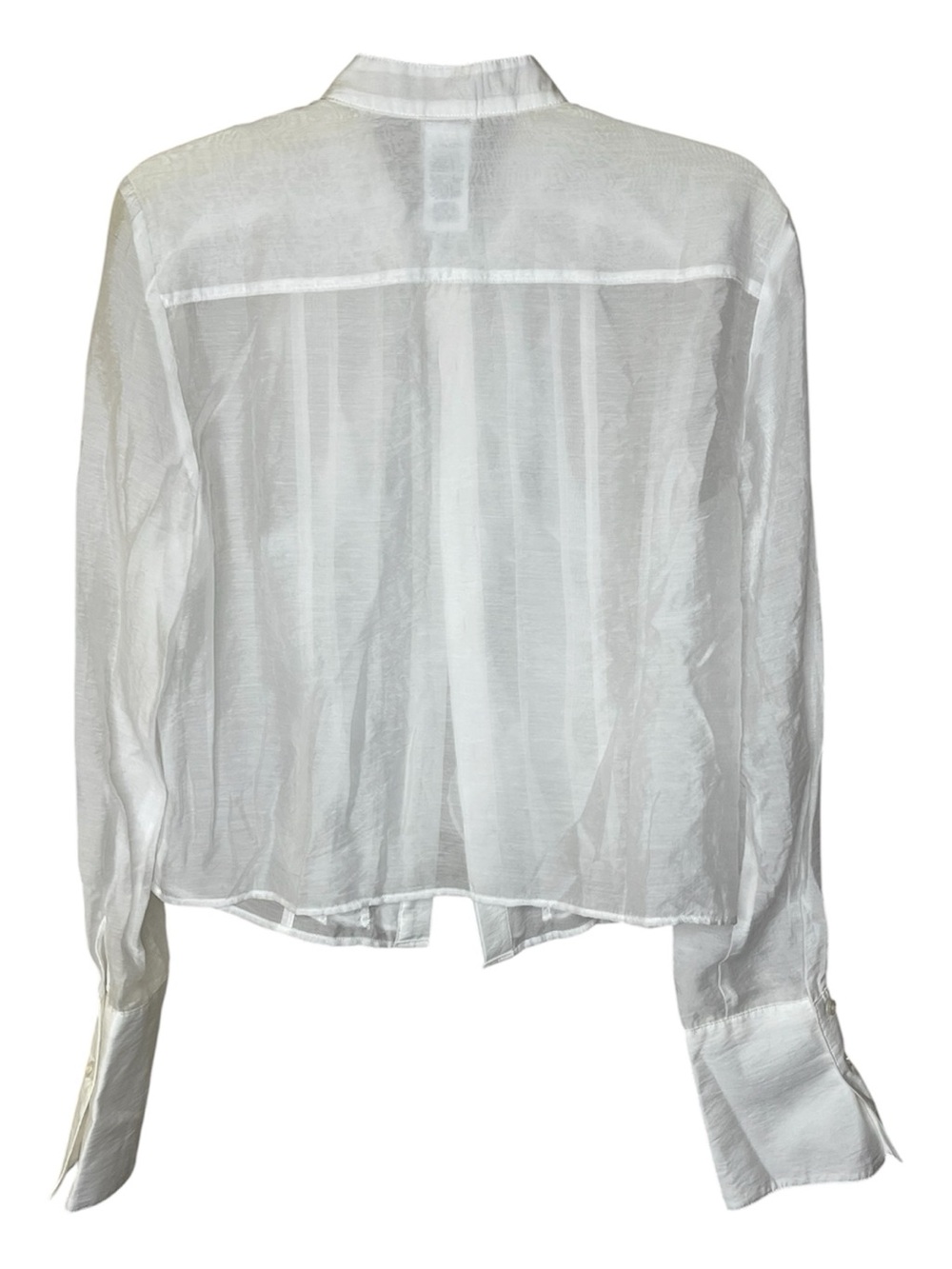 Cabi White Sheer Ruffle Front Blouse Sz M - Picture 2 of 3